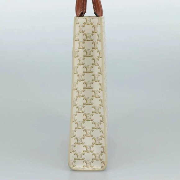 CELINE Triomphe Small Vertical Cabas Tote Bag PVC Leather 2way White - Picture 4 of 16